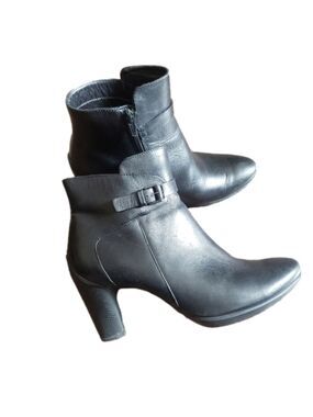 Ecco Leather Ankle Heel Boots